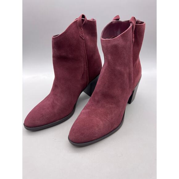 Mia Rhys Womens Burgundy Red Suede Back Zipper Heeled Ankle Booties Size 11 M - Picture 4 of 13